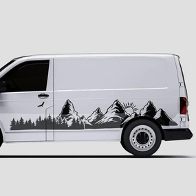 Multi Option Large Mountains Trees Forest Panorama Sun Caravan Car Sticker Decal Offroad VanCamper Rv Motorhome Truck Vinyl Decor