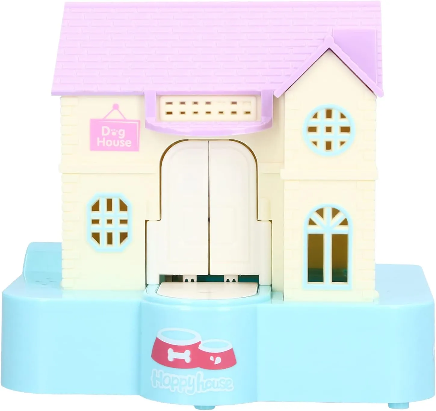 Music Villa Piggy Bank, Fun Puppy Piggy Bank Lucky Dog House Automatically Swallow with Light and Music Effects Children's Toy Gifts(Blue Lucky Dog)