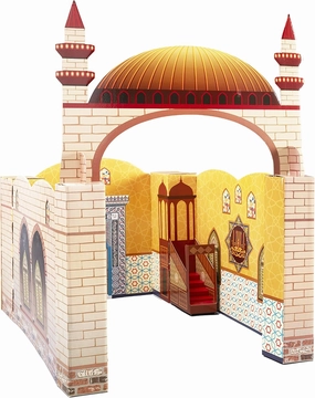 My Portable Cardboard Playhouse Masjid for Muslim Kids-Educational Interactive Toy for Learning Praying,Quran Book,Pray and Islam-Teach Salah with Prayer Mat/Rug/Carpet-Best Islamic Gift for Children