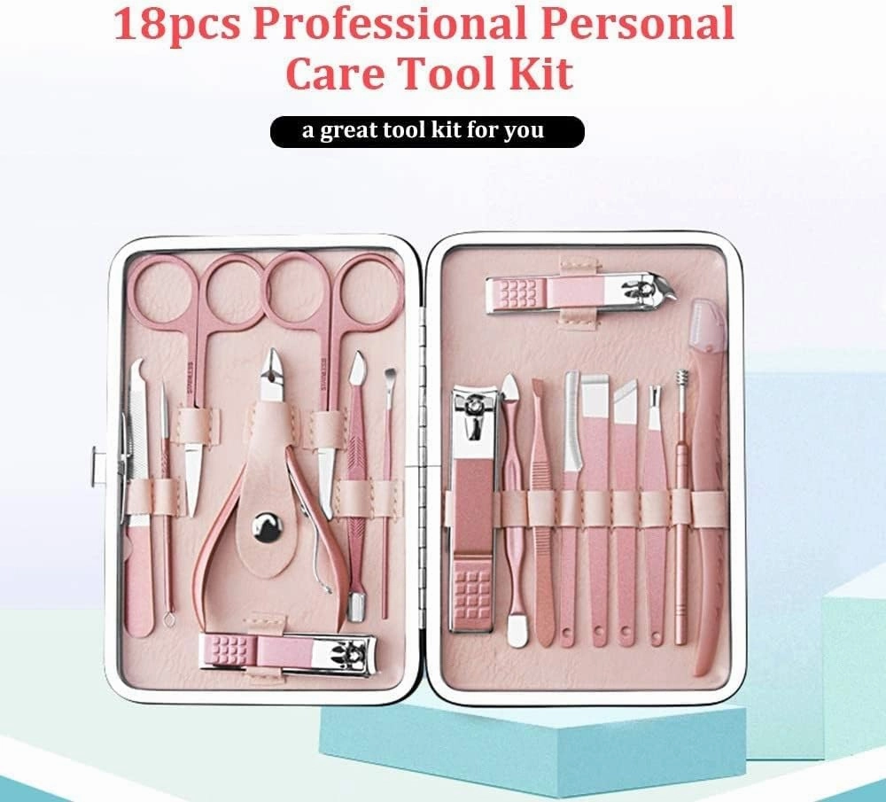 Nail clippers manicure set,Travel Mini Nail Set Pro Pedicure Manicure Tool Kit Nail Clippers Set Electric Manicure Needle Nail File Trimmer Eyebrow Scissors Tool Portable Travel Beauty kit (Color : Re