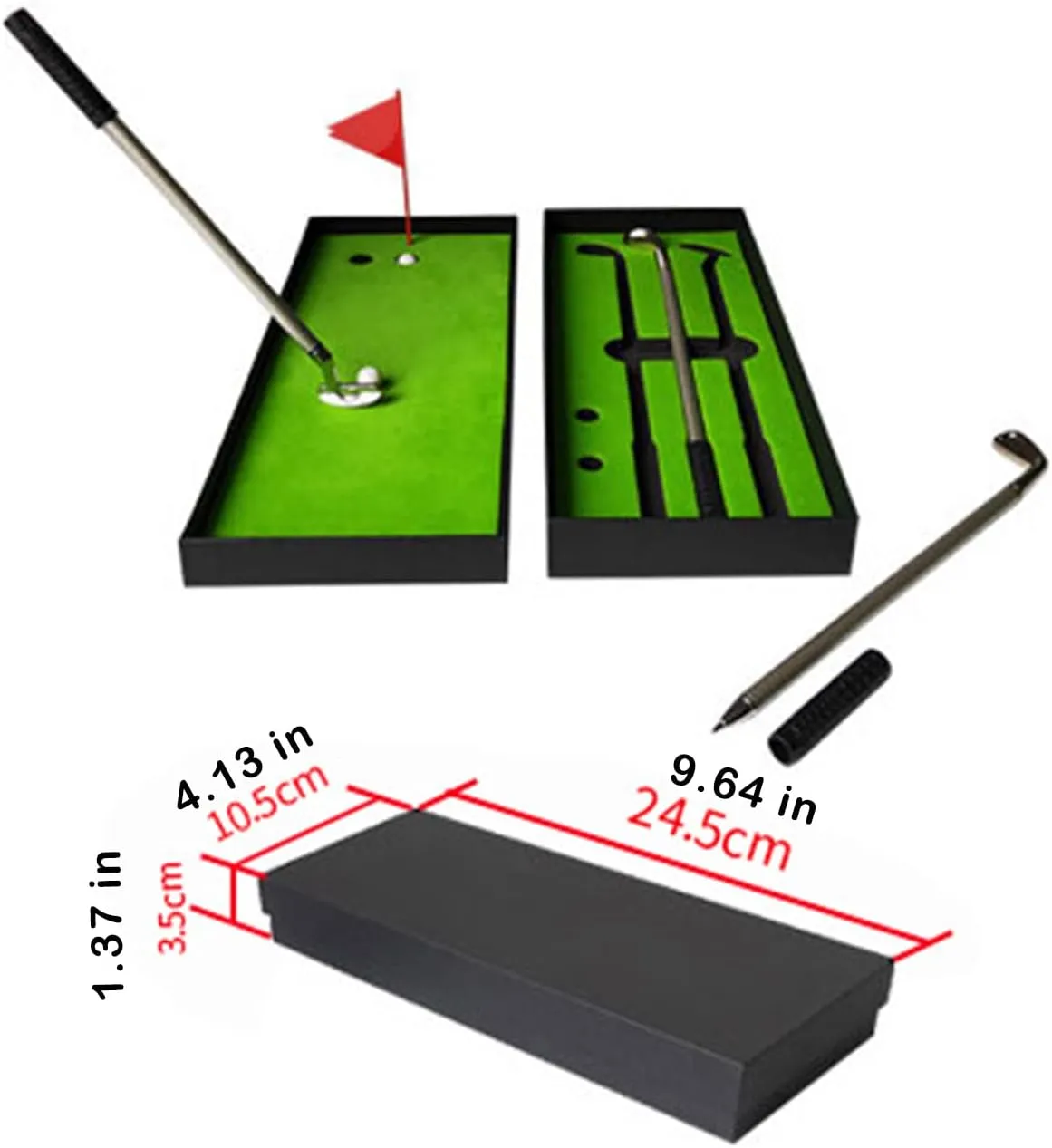 NB Golf Pen Set,Mini Desktop Golf Ball Pen Gift Set, Golf Race Souvenirs,Unique Gifts for Golfer Fans Coworker (Mini Golf flagpole (red))