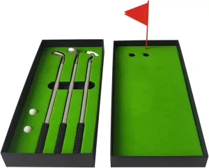 NB Golf Pen Set,Mini Desktop Golf Ball Pen Gift Set, Golf Race Souvenirs,Unique Gifts for Golfer Fans Coworker (Mini Golf flagpole (red))