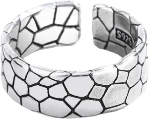 New 2026 Arrive Unisex Vintage Forever Couple Rings For Women Men Creative Stone Textured Copper Plated With Silver Ring Punk Jewellry Gifts Decoration Jewelry Luxury Accessories Trendy And