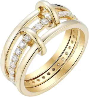 New 2026 Unisex Lab Grown Diamonds Rings for Women and Men Solid 18K 14K 10K Gold Connect 3 Wedding Band Anniversary Jewelry Fashion Luxury Accessories Creative Gift for Women and Men