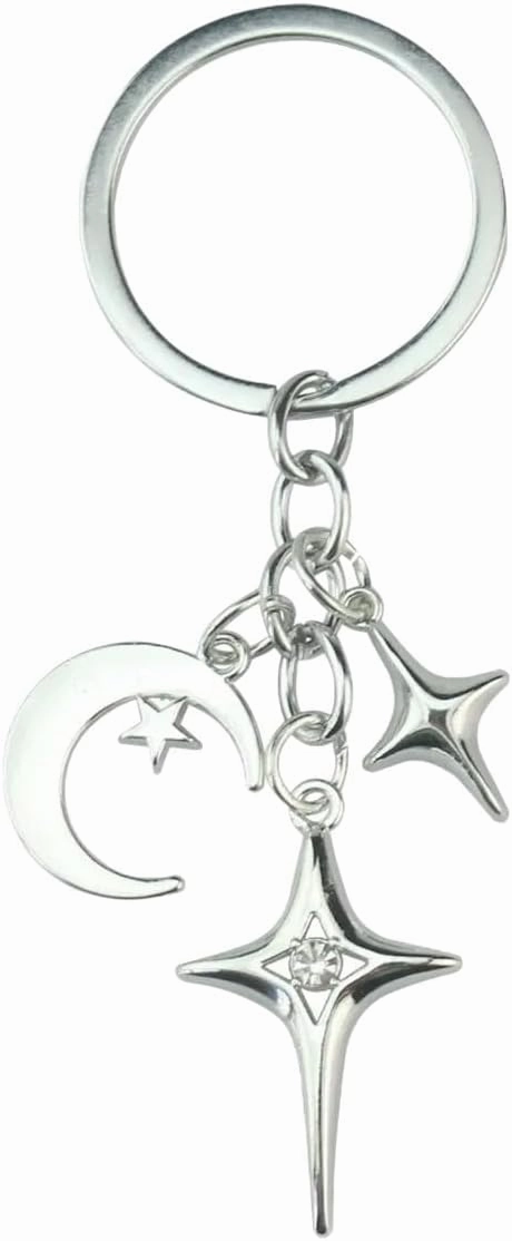 New 2025 Unisex Star Moon Metal Key Rings For Women Men Friendship Gift Handbag Decoration Handmade Jewelry ﻿ Luxury With You Accessories Trendy Creative Best For Women And Men