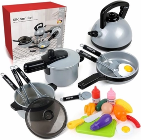 NEW 22 PCS Pretend Cooking Set, Kids Kitchen Toy with Play Food for Toddlers, Cookware Playset with Pots and Pans and Utensils, Kitchen Playset Accessories