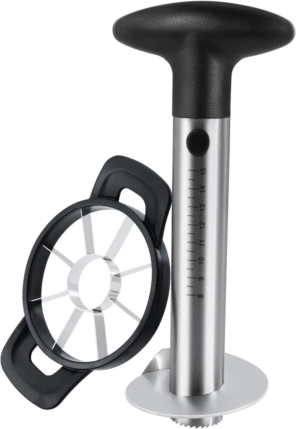Newness Pineapple Corer and Slicer Tool, Durable Pineapple Core Remover with Upgraded Cutter & Reinforced Thicker Blade, Stainless Steel Kitchen Fruit Gadget for Diced Pineapple Rings, Black Handle