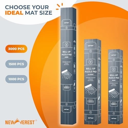 Newverest Jigsaw Puzzle Mat Roll Up, Saver Pad 55” x 35.5” Portable Keeper Up to 3000 Pieces with Non-Slip Rubber Bottom and Polyester Top   3 Puzzle Sorting Trays, Travel-Friendly Storage Bag