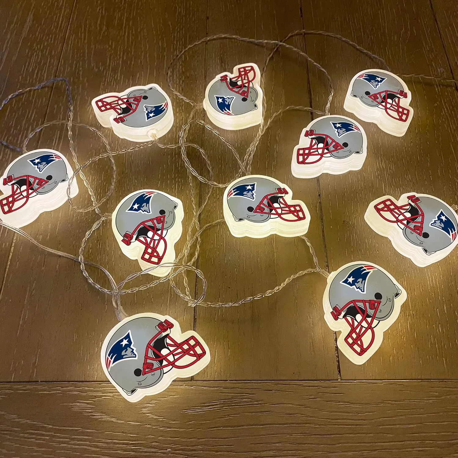 NFL LED Helmet String Lights with Adaptor Plug Included, Battery Operated Football Fairy Lights for Indoor Home Décor