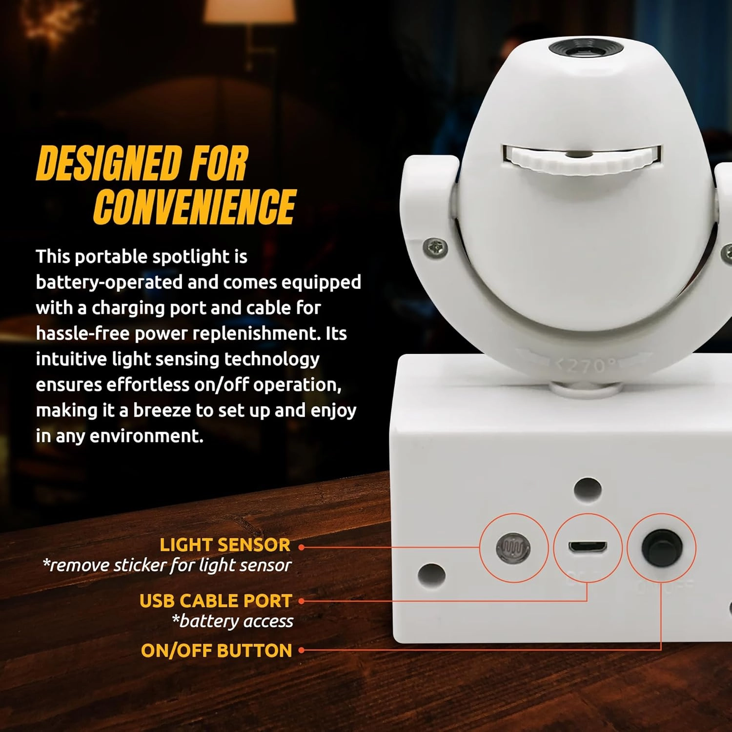 NFL American Football Arizona Cardinals - Adjustable Led Mini Spotlight Projector with 6 Team Logo Designs - Portable & Rechargeable Spotlight - Battery-Operated - 4.375” x 3.125”