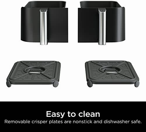 Ninja DZ090 Foodi 6 Quart 5-in-1 DualZone 2-Basket Air Fryer with 2 Independent Frying Baskets, Match Cook & Smart Finish to Roast, Bake, Dehydrate & More for Quick Snacks & Small Meals, Black