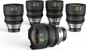 NiSi Athena Prime 5-Lens Kit Compatible with ARRI PL Mount Cameras | 14mm T2.4, 25mm T1.9, 35mm T1.9, 50mm T1.9, 85mm T1.9, with Hard Case