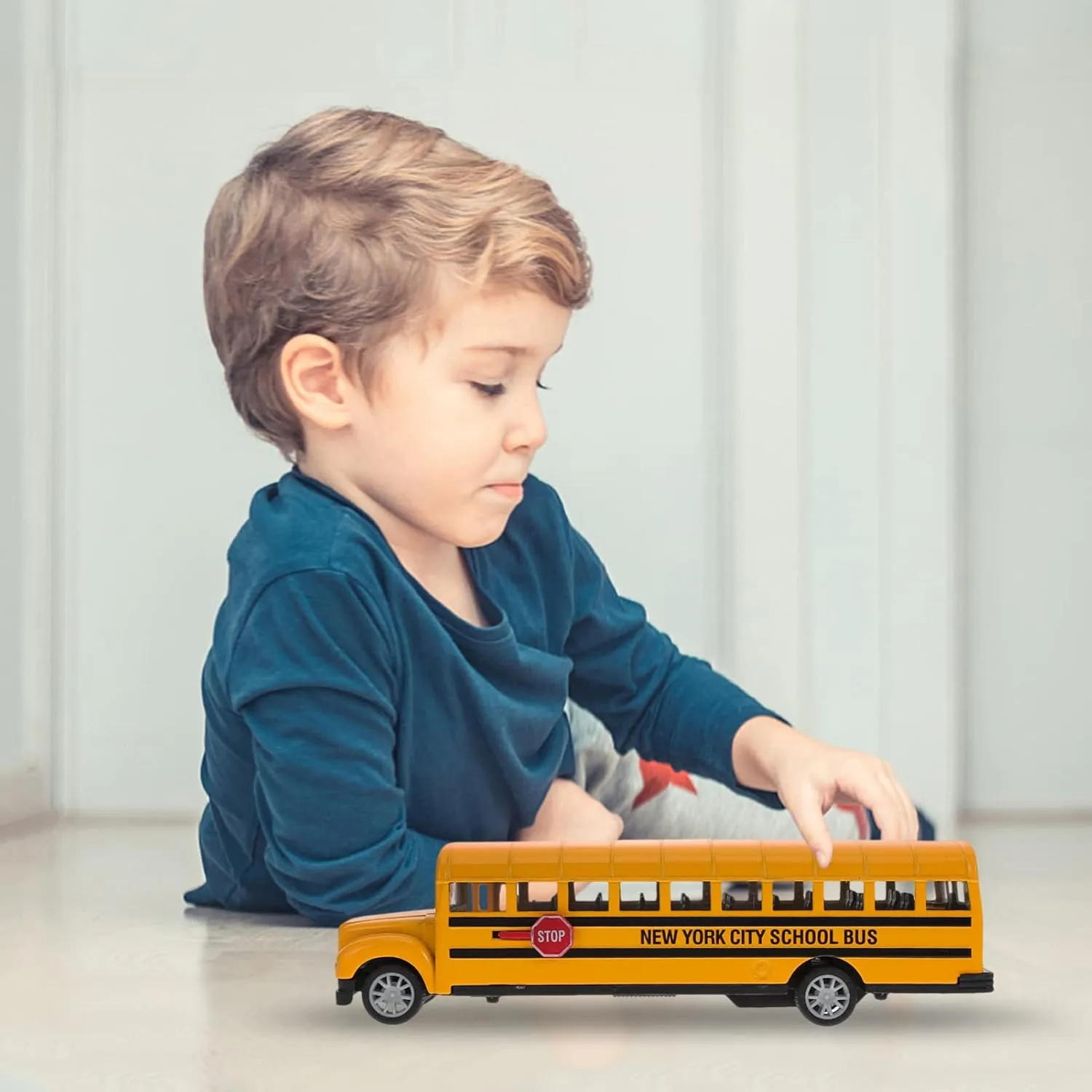 NUOBESTY 1pc Boy Girl School Bus Toy Alloy Pull Back Car Present for Boy Girl Lightweight Portable for Hands Fun Play Anytime