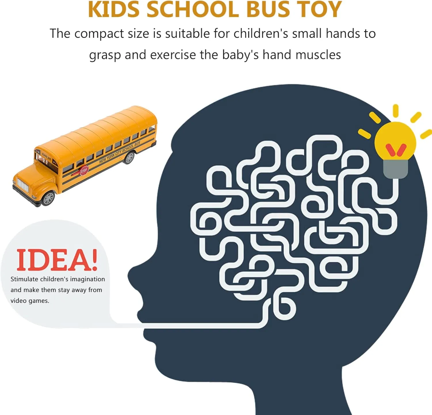 NUOBESTY 1pc Boy Girl School Bus Toy Alloy Pull Back Car Present for Boy Girl Lightweight Portable for Hands Fun Play Anytime