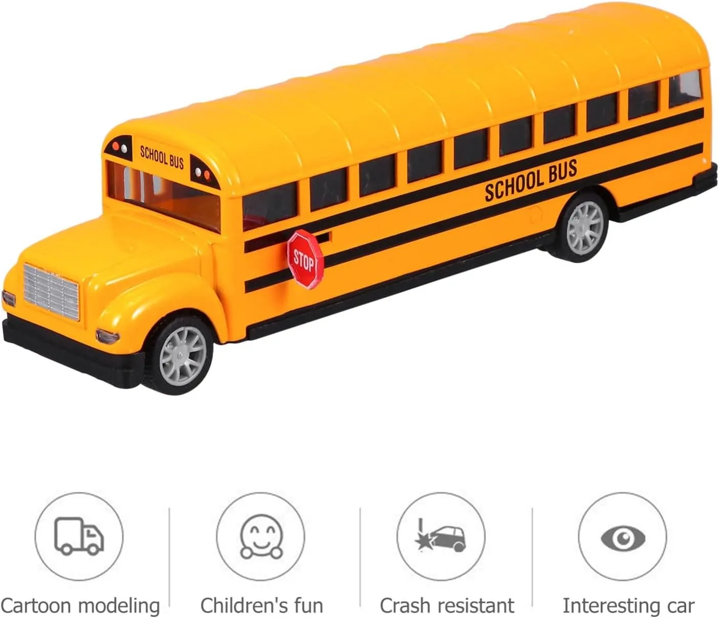 NUOBESTY 1pc Boy Girl School Bus Toy Alloy Pull Back Car Present for Boy Girl Lightweight Portable for Hands Fun Play Anytime