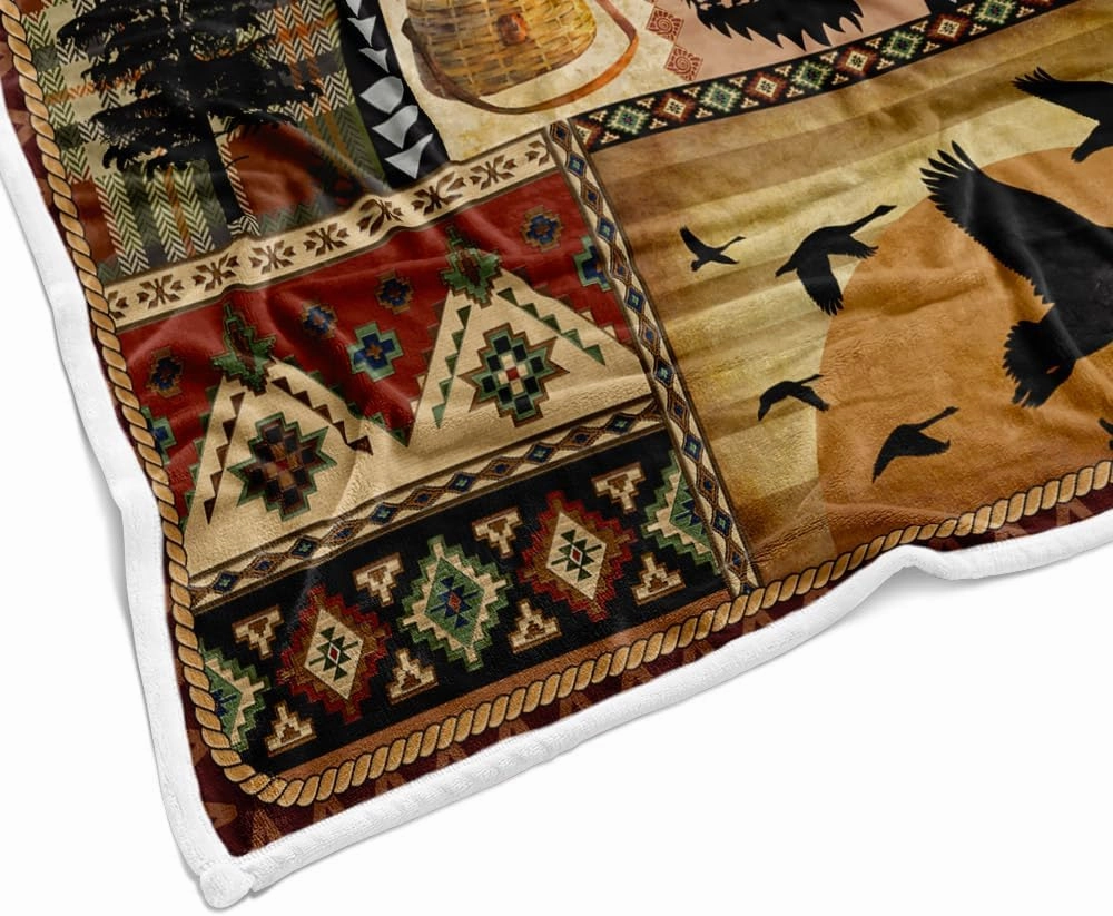NYMB Rustic Cabin Throw Blanket, Farmhouse Country Vintage Bear Moose Wooden Flannel Bed Throws, Hunting Camping Forest Lodge Blanket for Sofa Couch Bed, Wild Animal Warm and Cozy Blankets, 50X60in