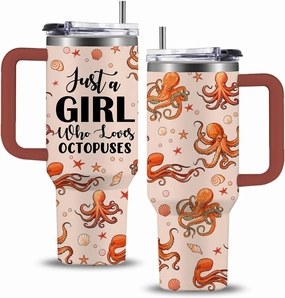 Octopus Lovers Gifts For Women, Just a Girl Who Loves Octopus Gift, 40oz Cute Octopus Tumbler, Friendship Present For Octopus Lover Friend, Birthday Sea Animal Lover Coffee Cup Gifts For Girl