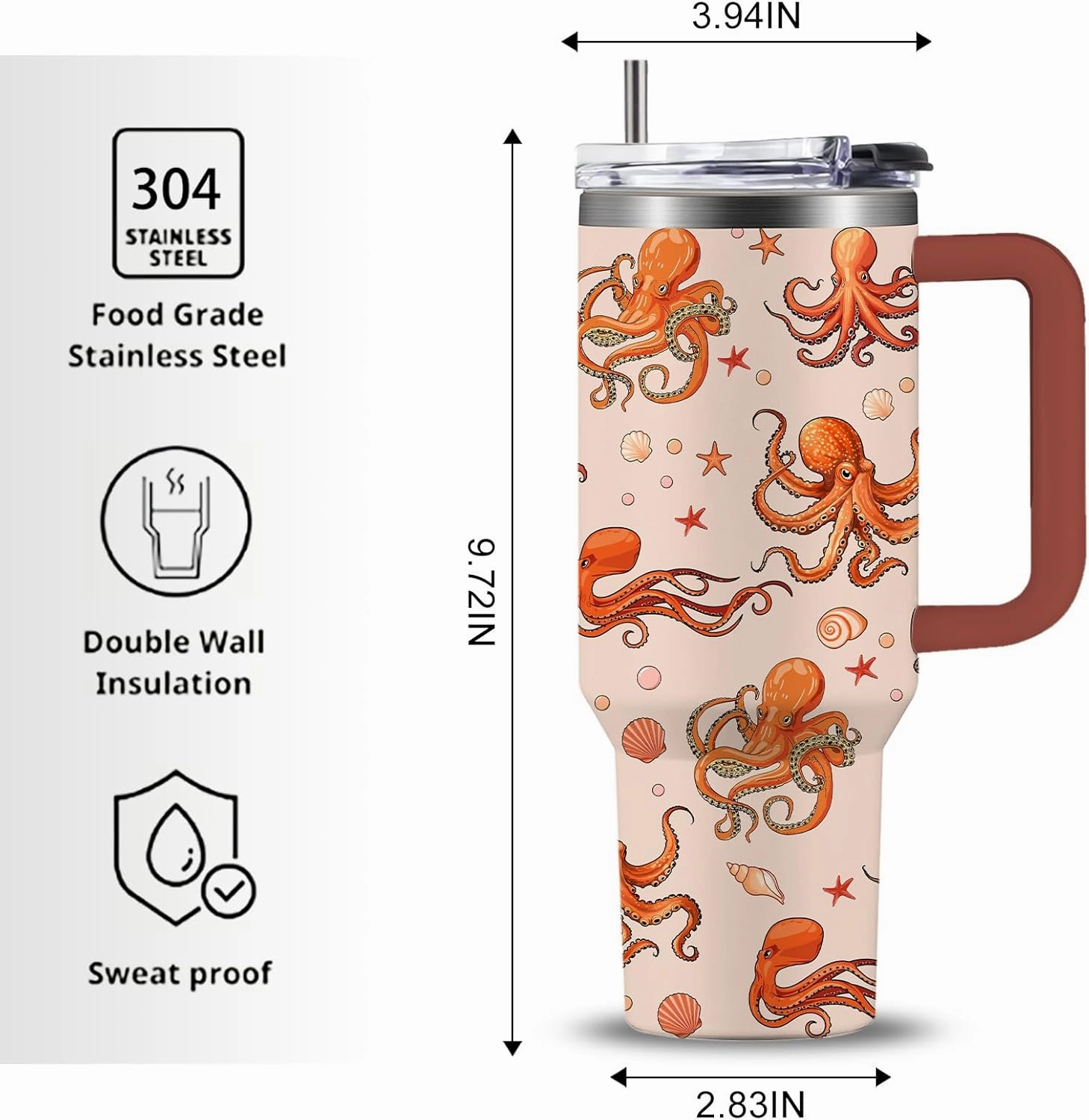 Octopus Lovers Gifts For Women, Just a Girl Who Loves Octopus Gift, 40oz Cute Octopus Tumbler, Friendship Present For Octopus Lover Friend, Birthday Sea Animal Lover Coffee Cup Gifts For Girl