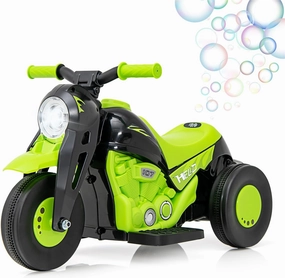 OLAKIDS Kids Motorcycle, 6V Electric Ride On Car with Automatic Bubble Function, Foot Pedal, Headlight, Music, 3 Anti-Skip Wheels Vehicle for Children, Toddler Ages 3 