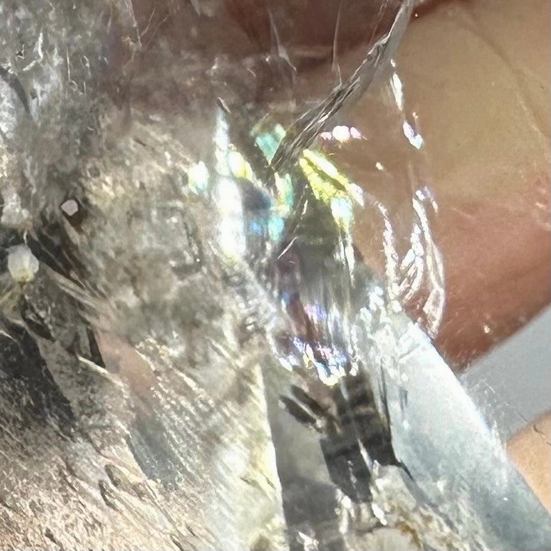 One of a Kind Lemurian Quartz Crystal with Rainbow Inclusions Freeform Stone-4 1/4 x 3"-NC7158