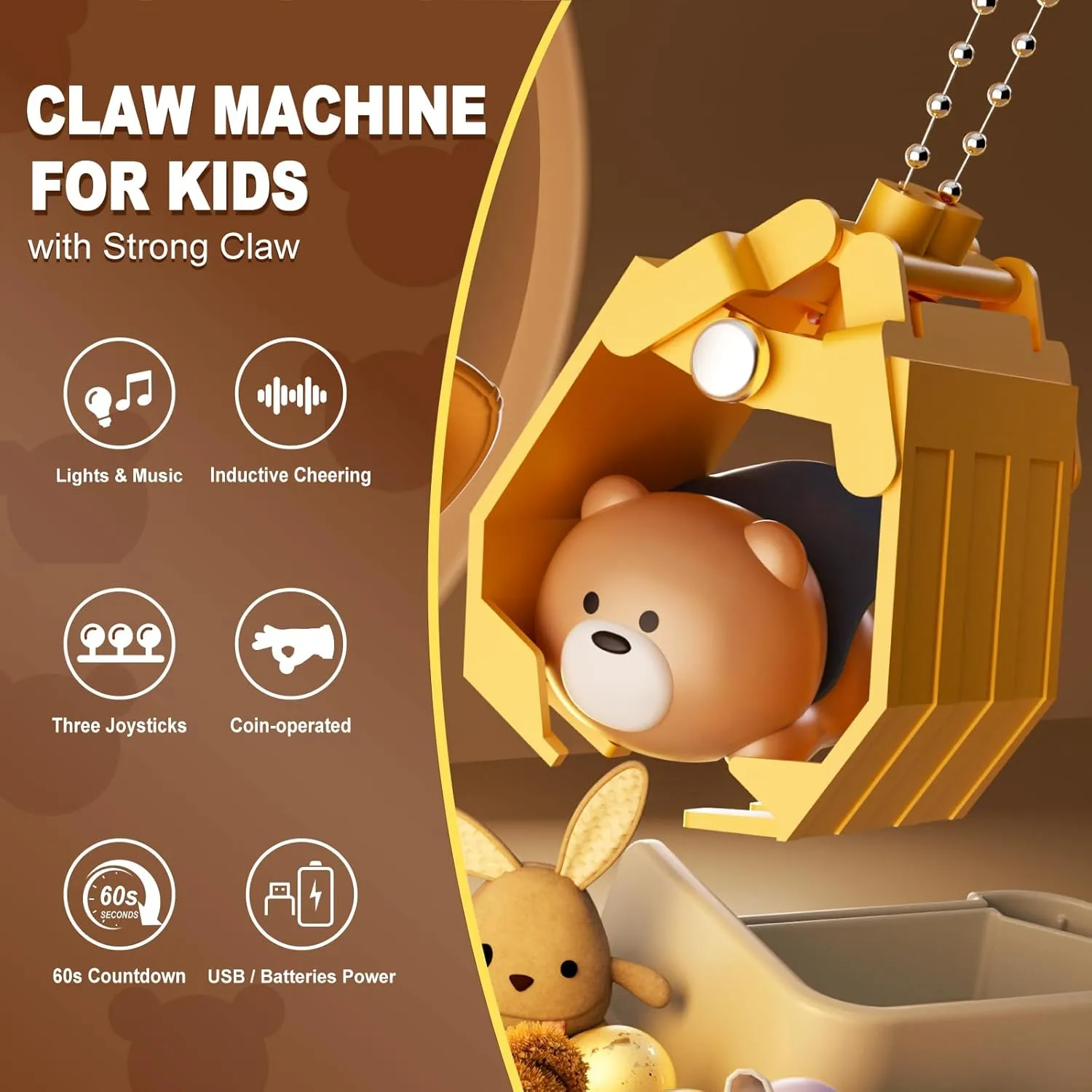 ORANGE OCEAN 57 PCS Large Claw Machine for Kids Girls Boys With Sound & Light, Claws Machine Toys for 3 4 5 6 7 8 Years Old Girls, Vending Claw Machine Arcade Game Toys for Kids Girls Ages 3-4 4-6 4-8