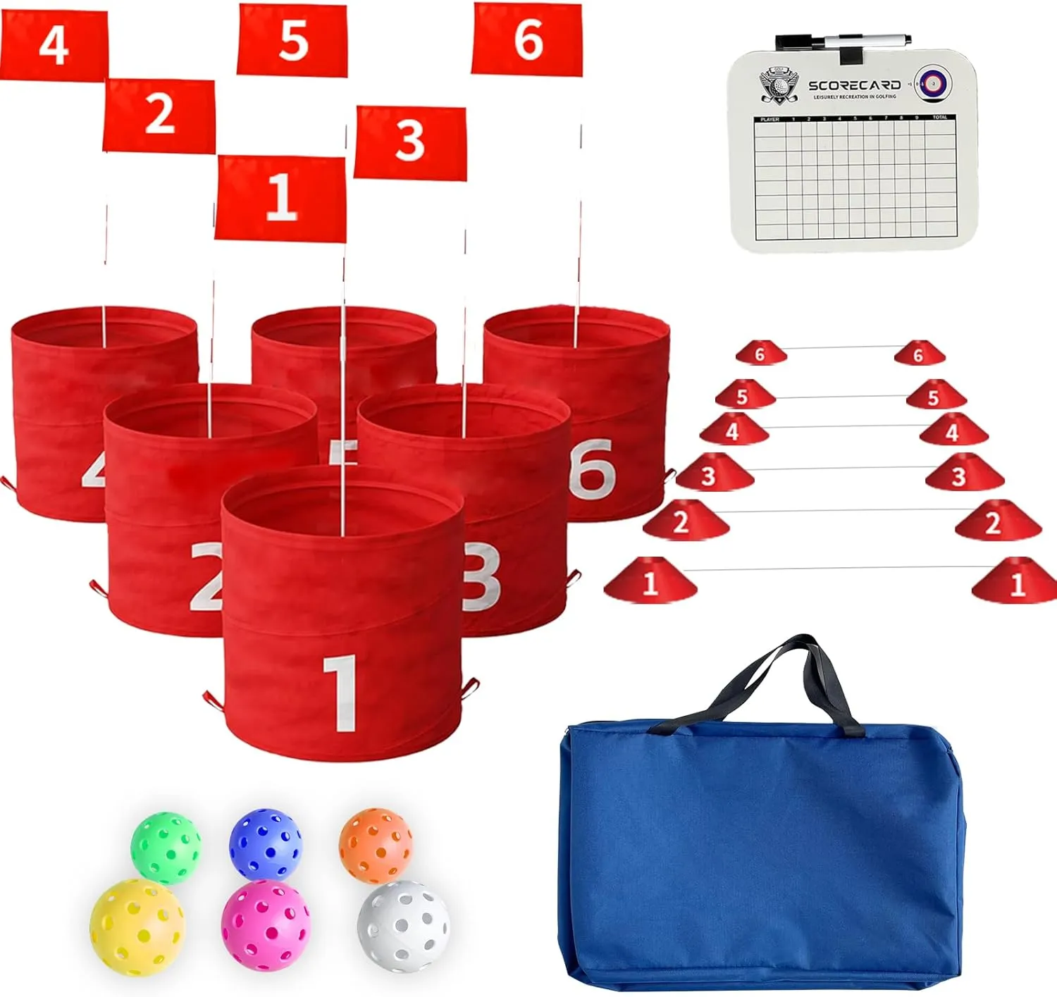 Outdoor Golf Bucket Yard Games - Chipping Game for Kids & Adults - Portable Multi-Scene Bucket Golf (Pack of 6)