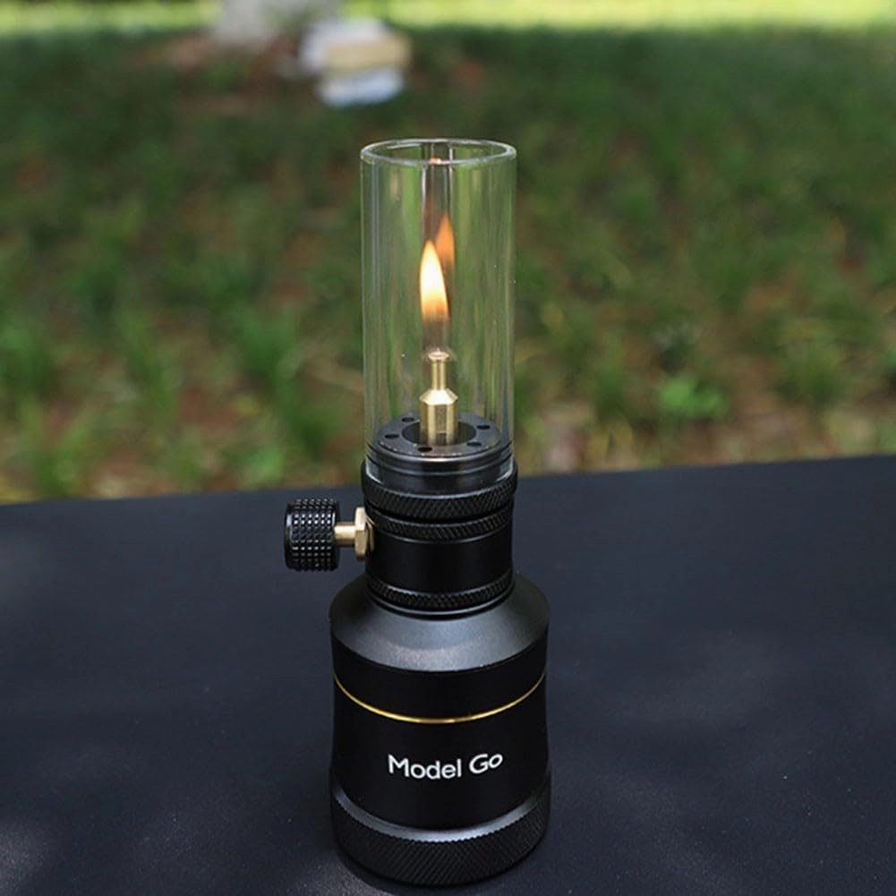 Outdoor Camping Illuminate Gas Lantern,Atmosphere Gas Lamp Tent Lamp,For Hiking,Portable Gas Lamp,For Outdoor Camping And Tent(Only lamp Black)