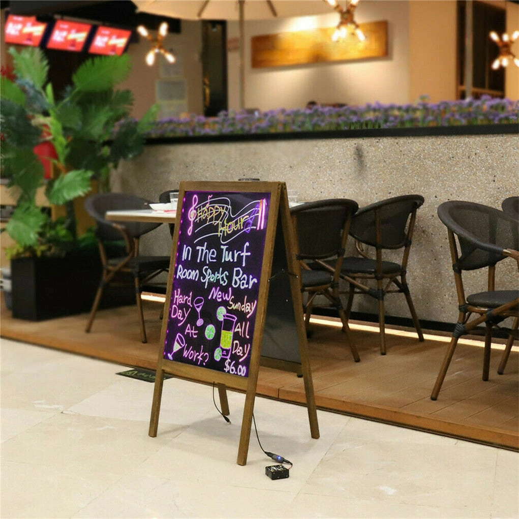P&P LED Message Writing Board Flashing Illuminated Erasable Neon Sign Sandwich Board