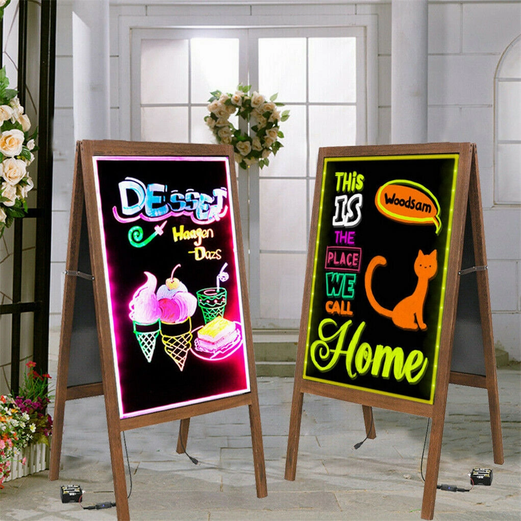 P&P LED Message Writing Board Flashing Illuminated Erasable Neon Sign Sandwich Board