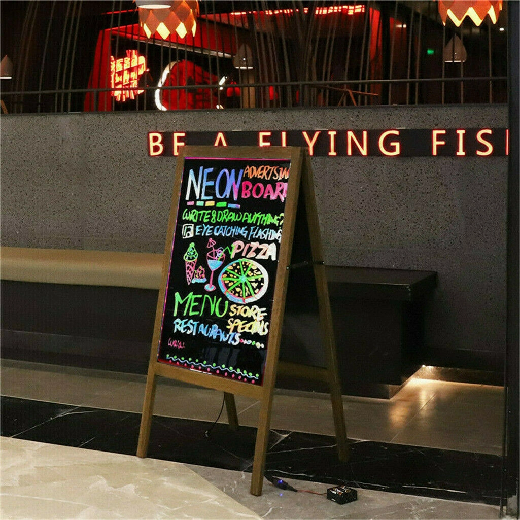 P&P LED Message Writing Board Flashing Illuminated Erasable Neon Sign Sandwich Board
