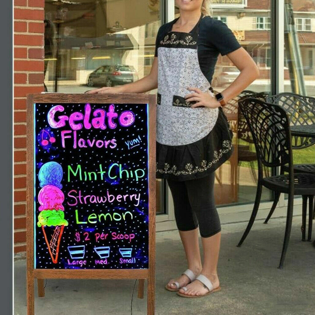 P&P LED Message Writing Board Flashing Illuminated Erasable Neon Sign Sandwich Board