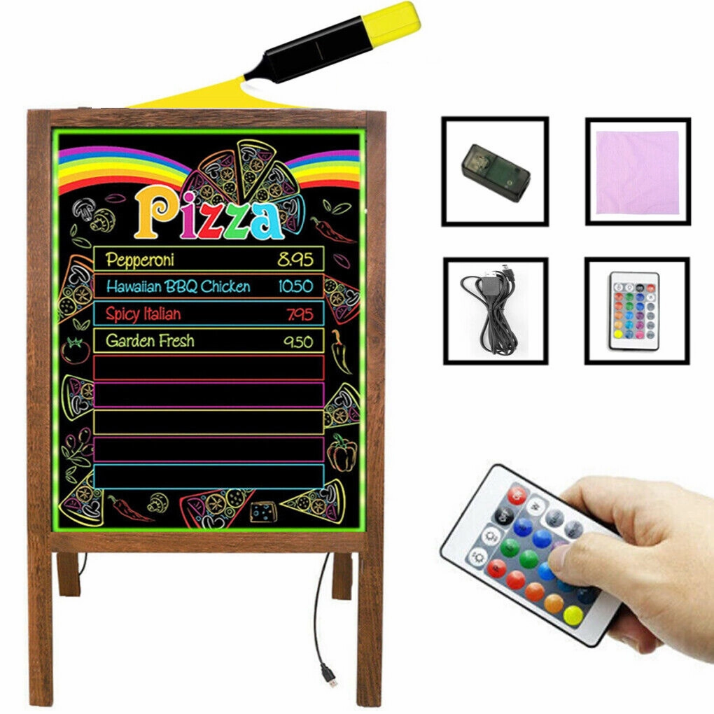 P&P LED Message Writing Board Flashing Illuminated Erasable Neon Sign Sandwich Board