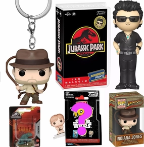 Park Blue Jurassic World Dinosaur Figure Bundled with Tracker Ian Malcolm Jungle Adventure Dino Rewind   Indiana Jones Pocket Pop!   Star Wars Bitty & Creature 3 Items