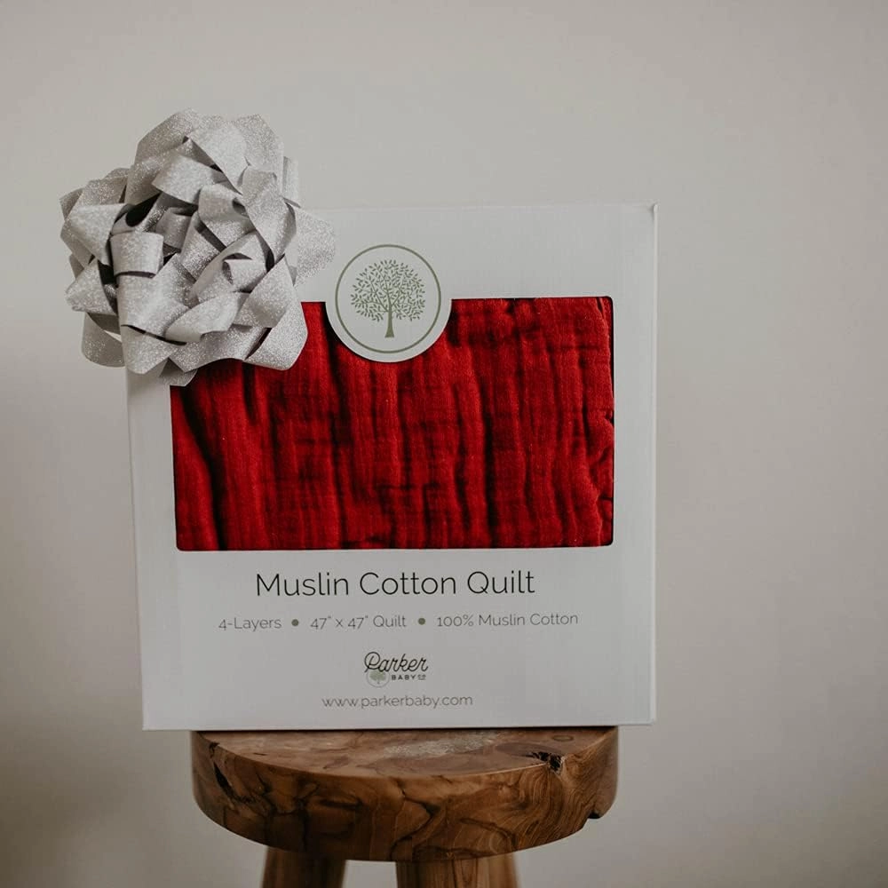 Parker Baby Muslin Blanket | 100% Soft Cotton Toddler Quilt & Baby Muslin Swaddle | Gender Neutral Design 47" x 47" Blanket