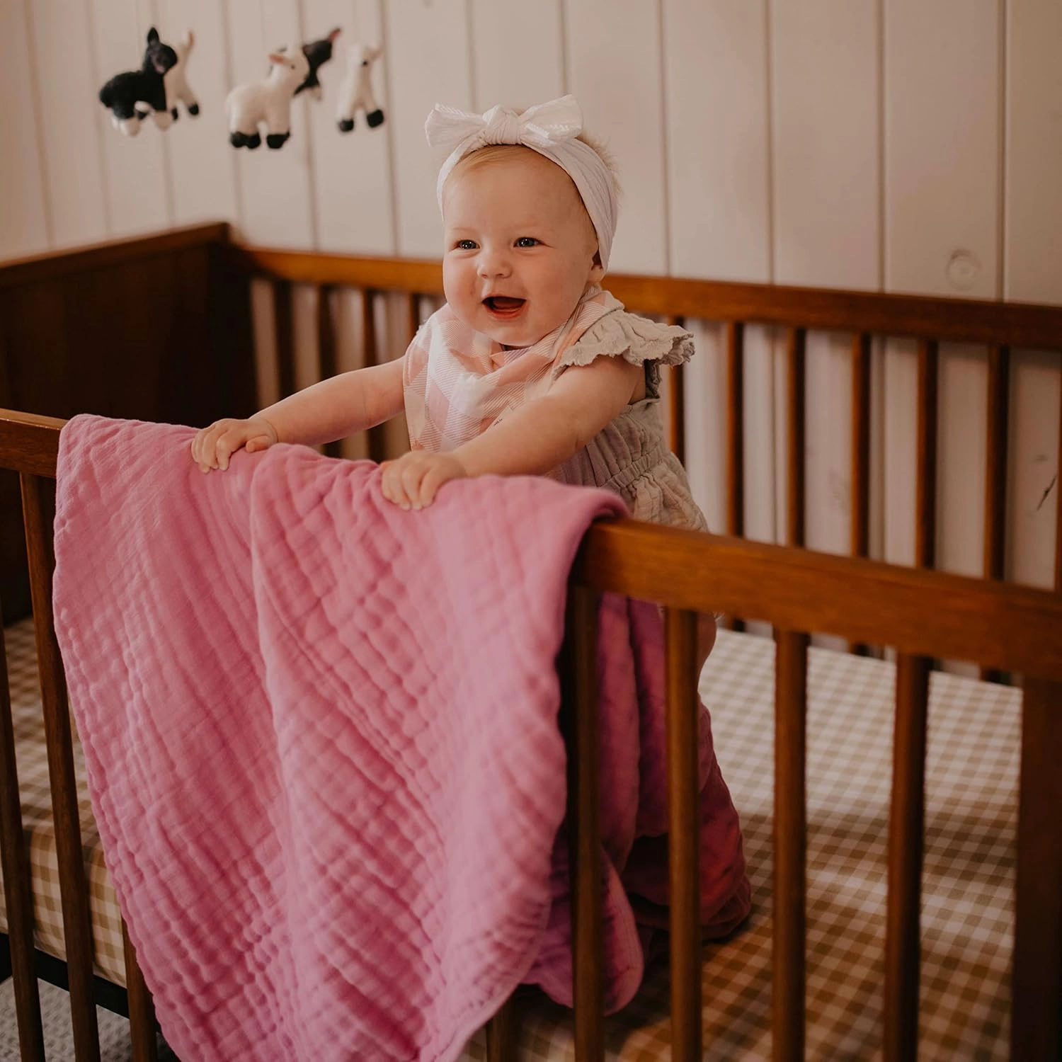 Parker Baby Muslin Blanket | 100% Soft Cotton Toddler Quilt & Baby Muslin Swaddle | Gender Neutral Design 47" x 47" Blanket