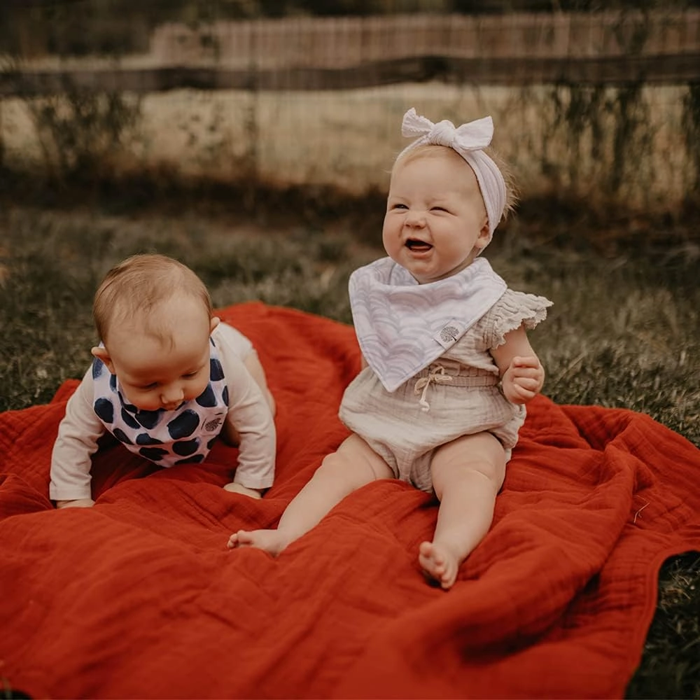 Parker Baby Muslin Blanket | 100% Soft Cotton Toddler Quilt & Baby Muslin Swaddle | Gender Neutral Design 47" x 47" Blanket