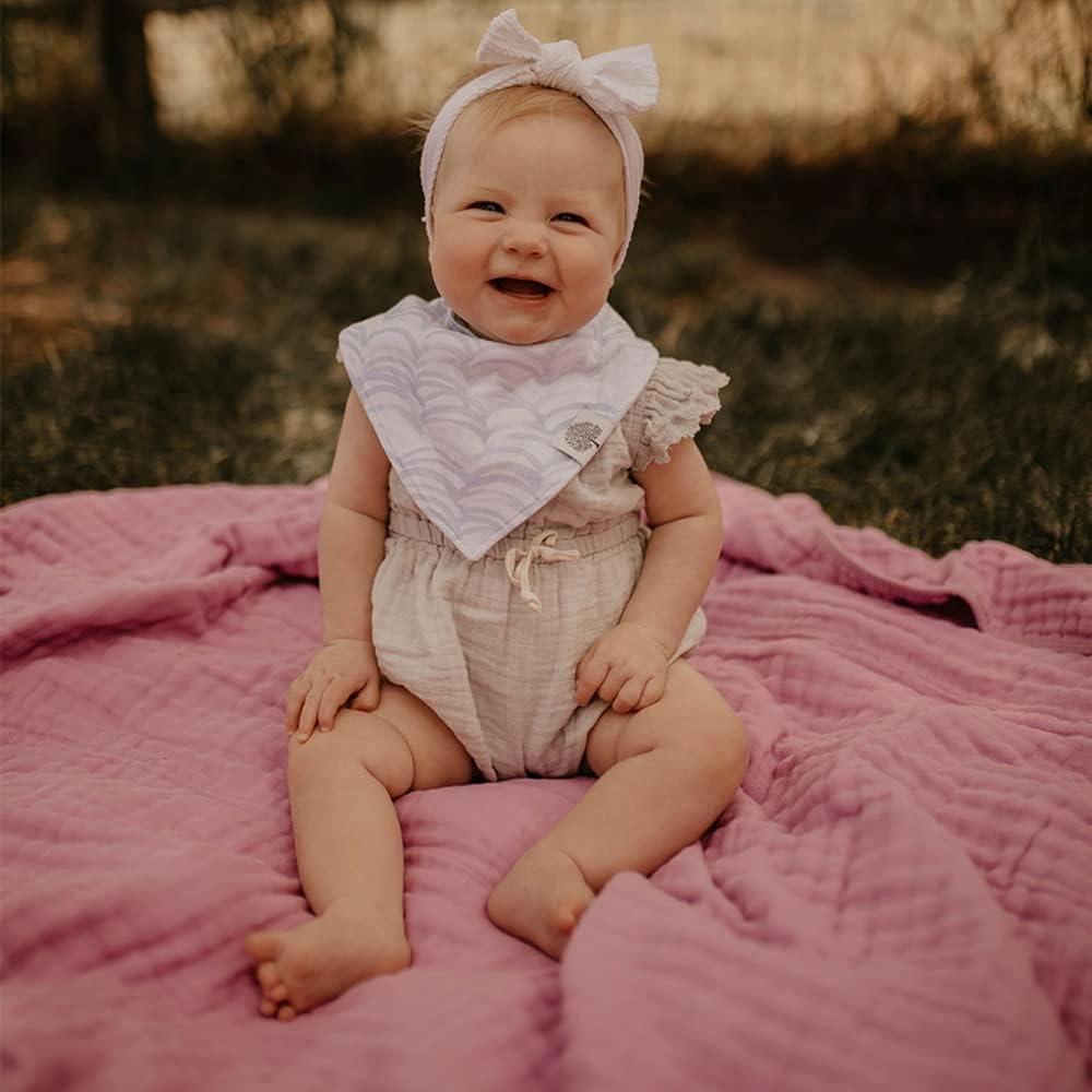 Parker Baby Muslin Blanket | 100% Soft Cotton Toddler Quilt & Baby Muslin Swaddle | Gender Neutral Design 47" x 47" Blanket