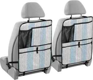 Pastel Striped Brush Strokes Car Seat Organizer for Backseat Auto Seat Back Kick Protectors Cute Hanging Organizer for Car, 25 x 18 Inch, 1 Pack