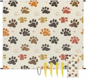 Paw Print Beach Blanket, Sandproof Beach Mat, Adults Waterproof Quick Drying Sand Free Mat with 4 x Ground Spikes for Outdoor Travel Camping Hiking, Dog Paw Print