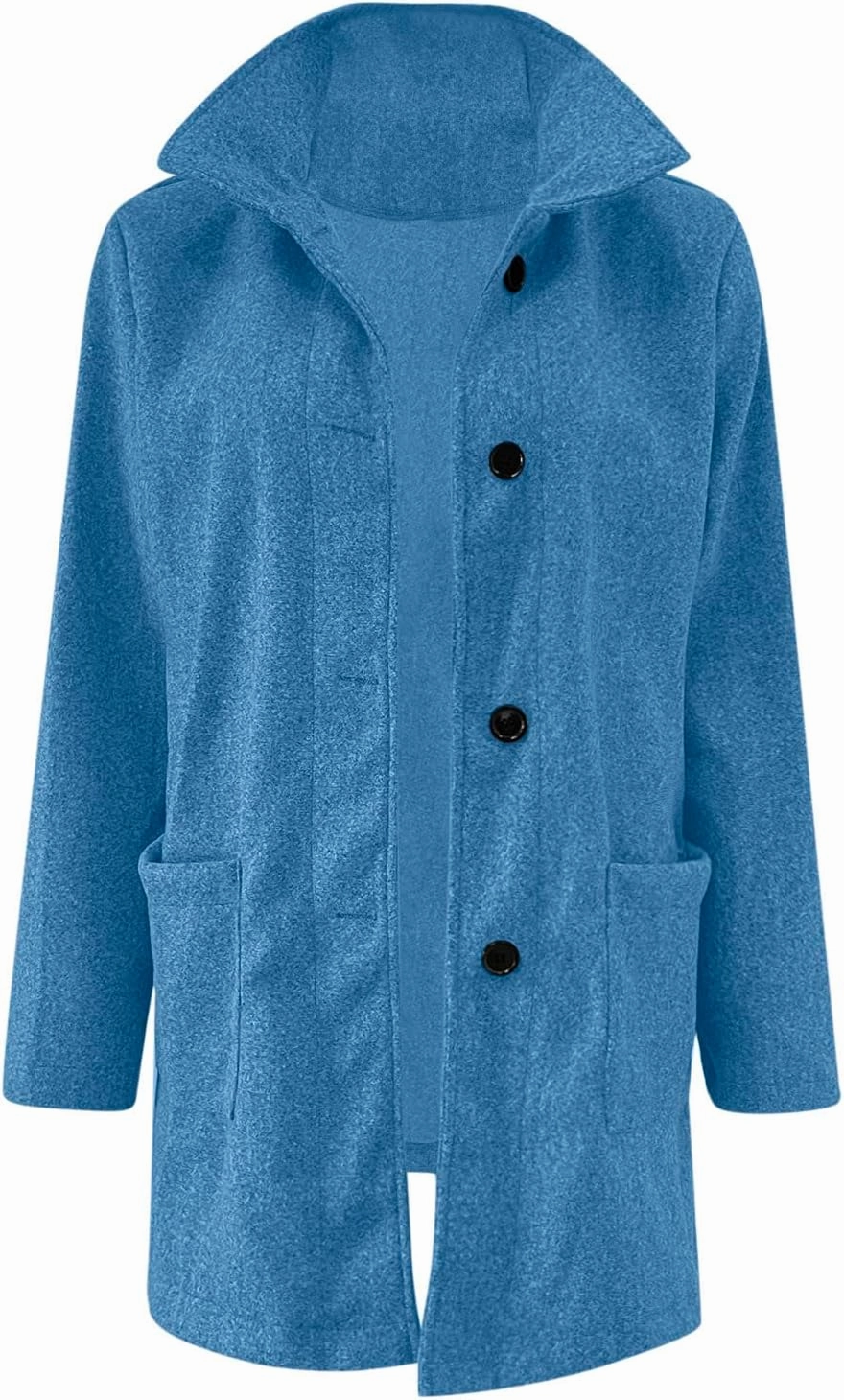 Pea Coats for Women Winter Stand Collar Wool Long Trench Coats Casual Single Breasted Blazer Thicken Peacoat Jackets