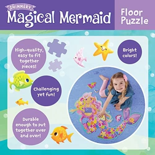 Peaceable Kingdom Shimmery Magical Mermaid Floor Puzzle