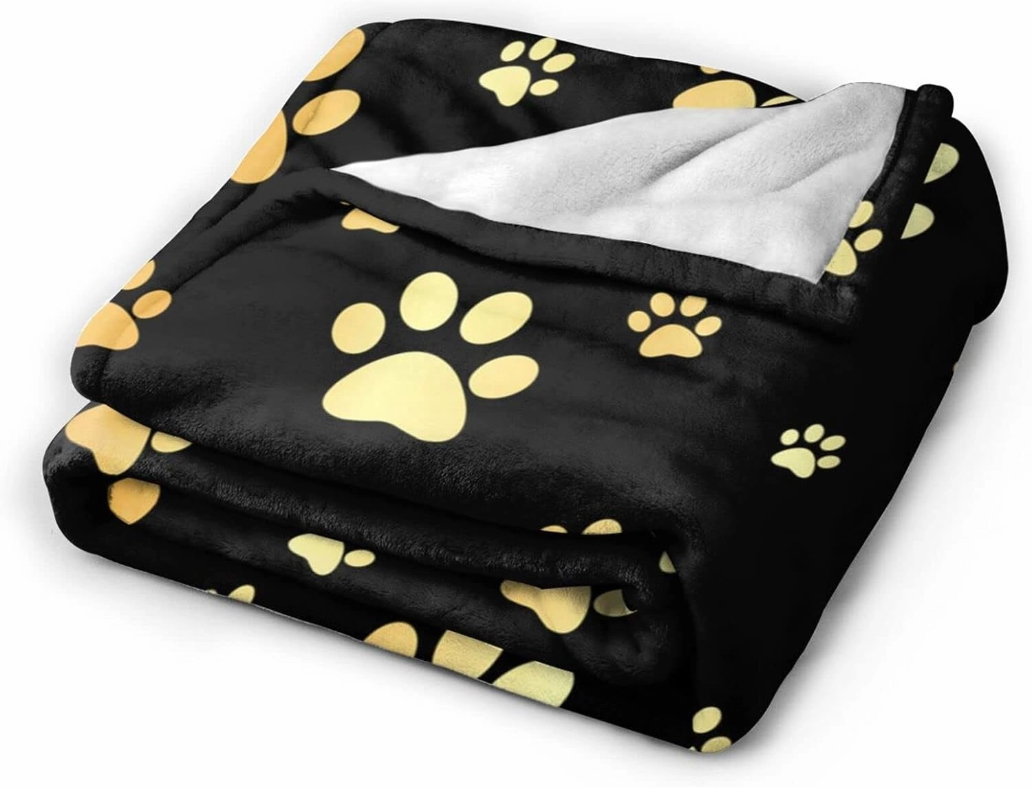 Perinsto Cute Dog Paws Prints Throw Blanket Ultra Soft Warm All Season Golden Animal Footprints Decorative Fleece Blankets for Bed Chair Car Sofa Couch Bedroom 60"X50"