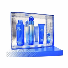 Perry Ellis 360 Very Blue 4 Pieces Gift Set for Men, (3.4 Ounce Eau de Toilette Spray   6.8 Ounce Body Spray   3.0 Ounce Shower Gel   0.25 Ounce Eau de Toilette Spray)
