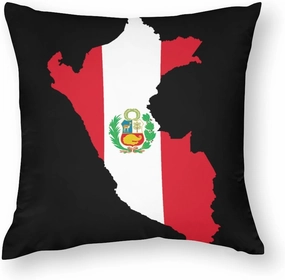 Peru Flag Map Throw Pillow Covers Square Cushion Case Printed Decorative for Couch Sofa Car Living Room