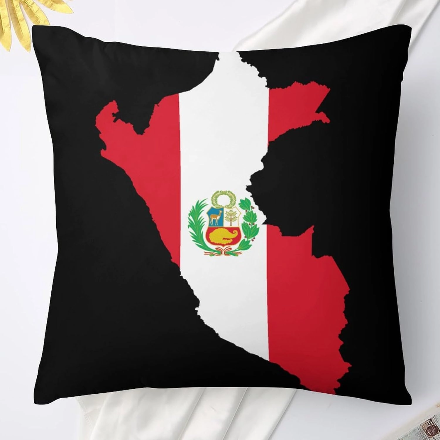Peru Flag Map Throw Pillow Covers Square Cushion Case Printed Decorative for Couch Sofa Car Living Room