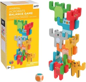 Petit Collage: Animal Acrobats | Wooden Animal Balancing Games | includes 24 Wooden Animal Pieces | Don't Let The Animals Tumble Down! | Great for 2-4 Players Ages 3 