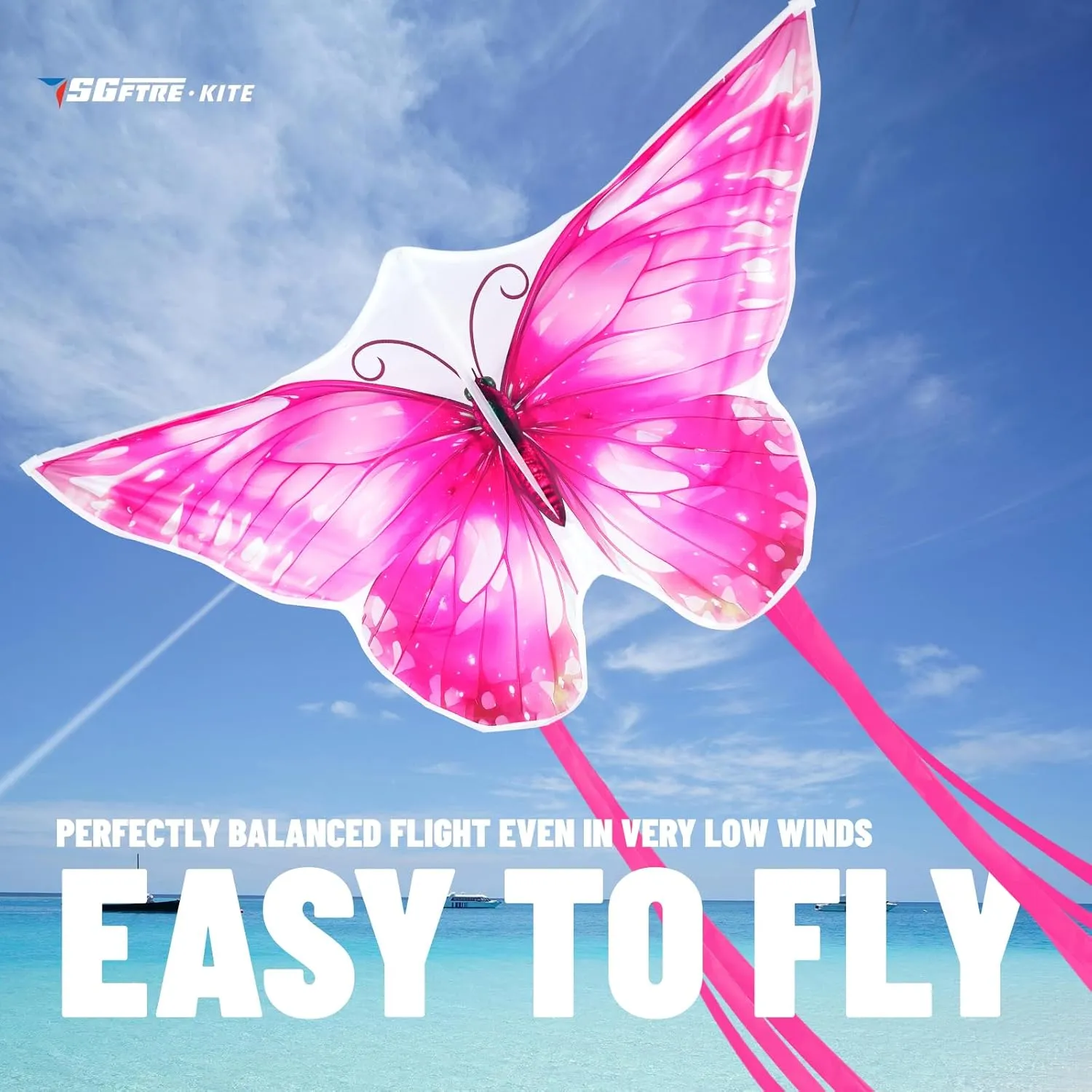 Pink Butterfly Kite for Easy to Fly Hand Kite for Boys and Girls，Perfect Outdoor Toy for Kids & Adults，Ideal for Beach Fun & Outdoor Sports，Great Present for Children(Pink Dreamy Butterfly