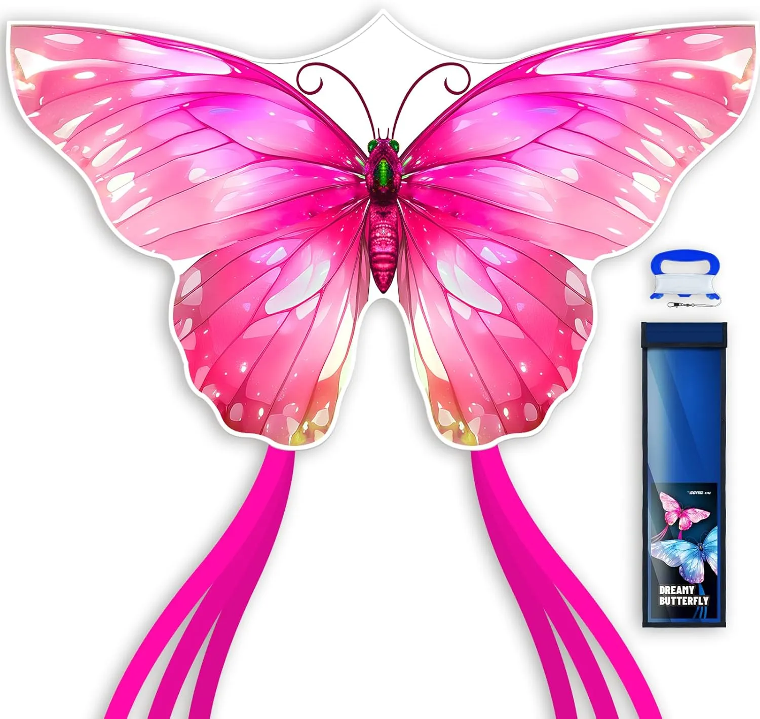 Pink Butterfly Kite for Easy to Fly Hand Kite for Boys and Girls，Perfect Outdoor Toy for Kids & Adults，Ideal for Beach Fun & Outdoor Sports，Great Present for Children(Pink Dreamy Butterfly