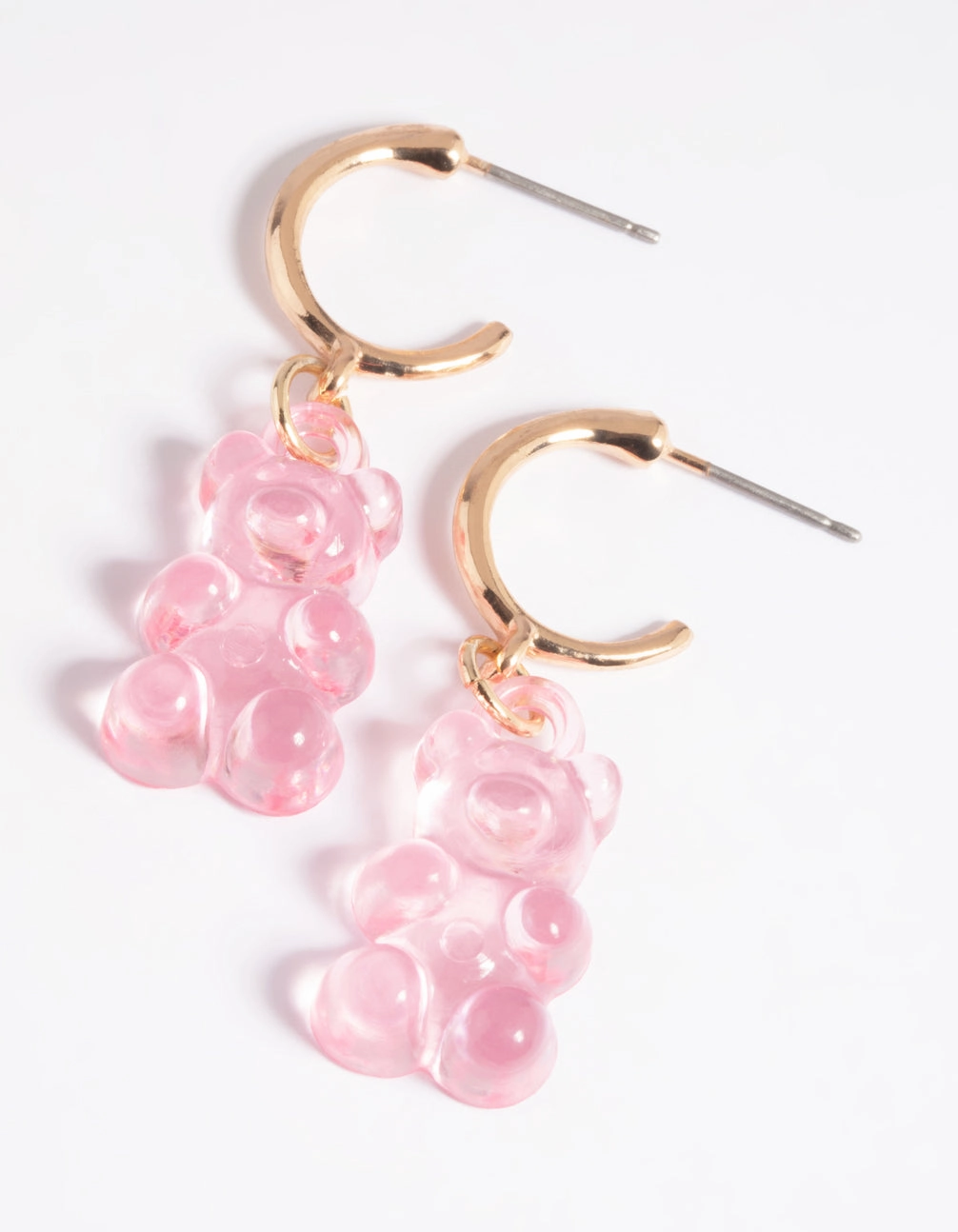 Pink Cute Bear Huggie Hoop Earrings