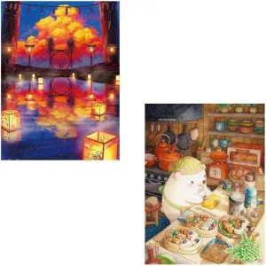 Pintoo Two Plastic Jigsaw Puzzles Bundle - 1200 Piece - ペい - Floating Lantern Festival and 1200 Piece - ちっぷ - Love Lunch [H2413 H2569]